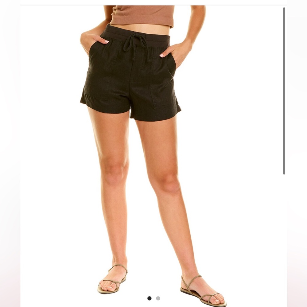 James Perse black 100% linen short